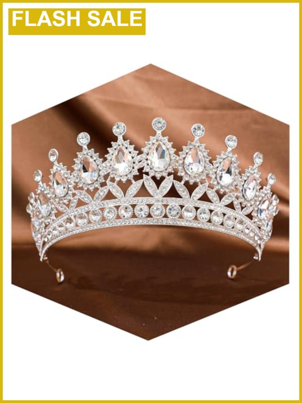Crystal Rhinestone Tiara Crown Silver Plated Headband Wedding Prom